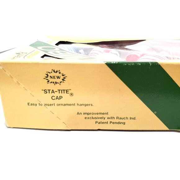 Vtg Pyramid Jumbo Glass Ornaments w/ White Glitter Stripes Boxed 17 ct Red Blue - Picture 9 of 10